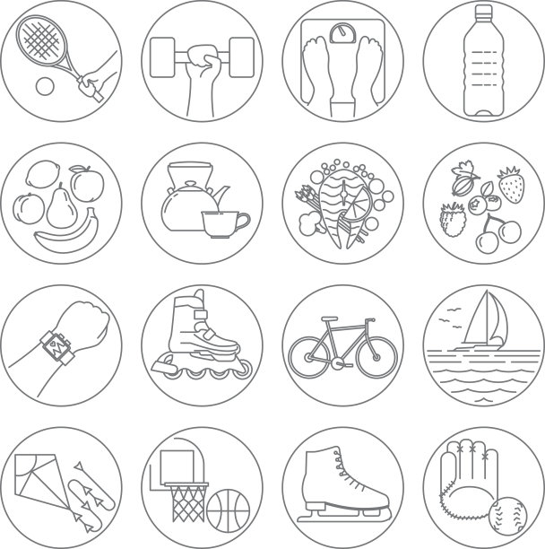 健康生活方式轮廓图标图片下载