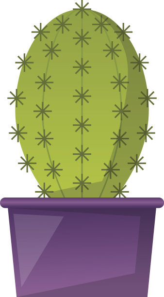 矢量卡通房子植物仙人掌图标图片下载