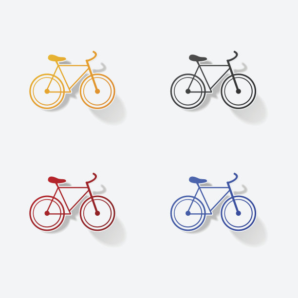 贴纸纸产品写实元素设计自行车插图图片下载