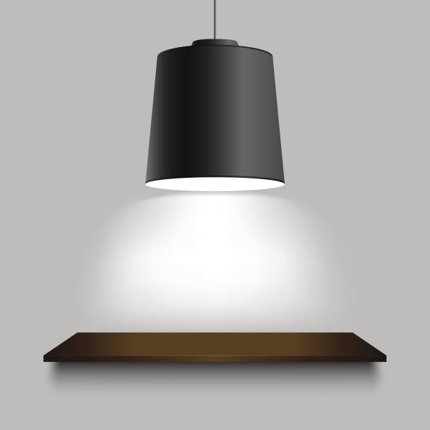 黑色顶灯，墙上有架子图片下载