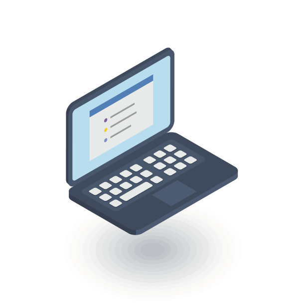 笔记本电脑，笔记本电脑等距平面图标。三维向量素材图片