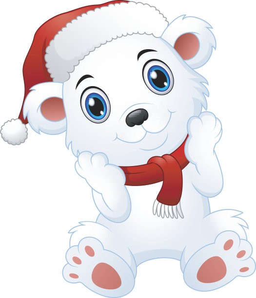 可爱的圣诞北极熊卡通素材图片