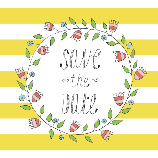 贺卡，请柬在一个黄色的长条与框架图片下载