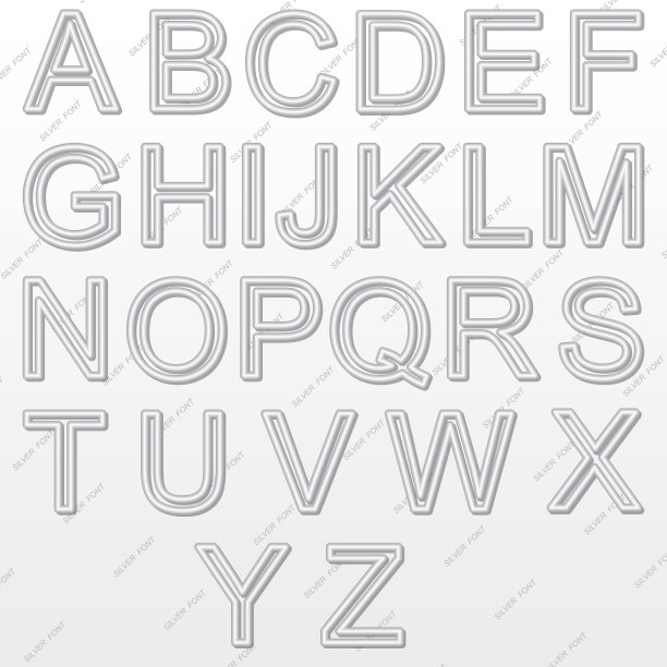 设计元素-银丝3D字体。图片下载