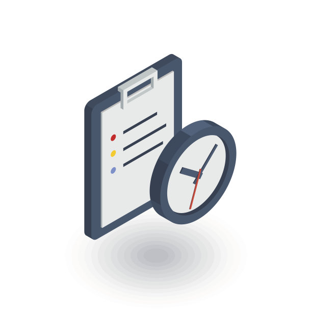 剪贴板和时钟，待办事项列表等距平面图标。三维向量素材图片