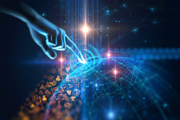 虚拟人手三维插图技术背景图片下载