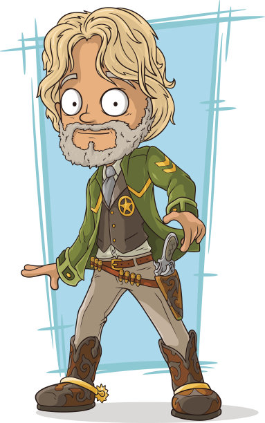 卡通警长穿着酷酷的靴子拿着枪图片下载