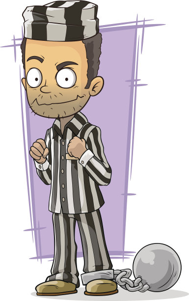 穿着长袍，戴着铁链的卡通囚犯图片下载