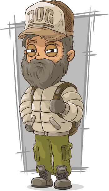 卡通胡子的背包游客图片下载