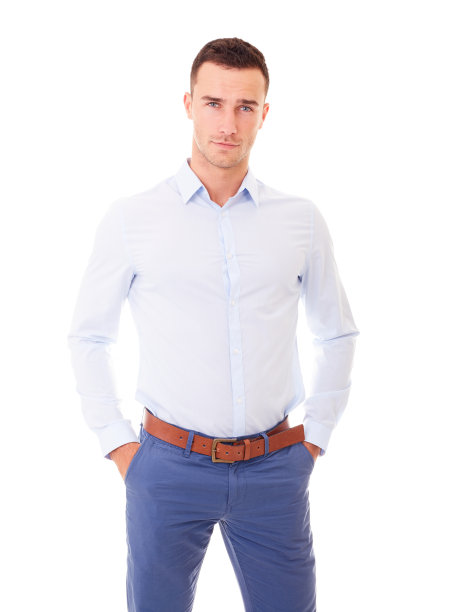 穿蓝色衬衫的男人图片下载