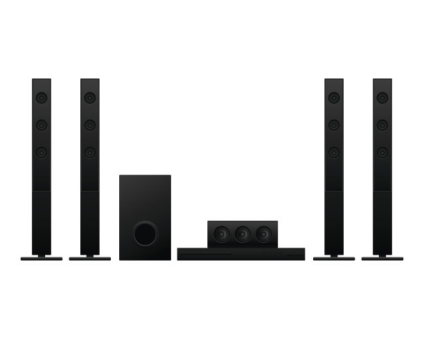 家庭影院上的白色背景矢量插图图片下载