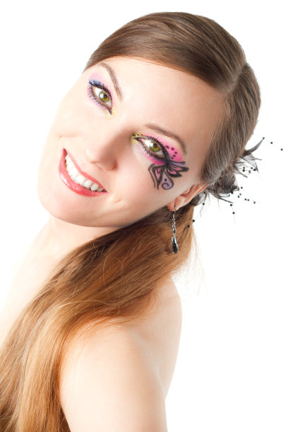 漂亮的年轻女人与身体艺术图片下载