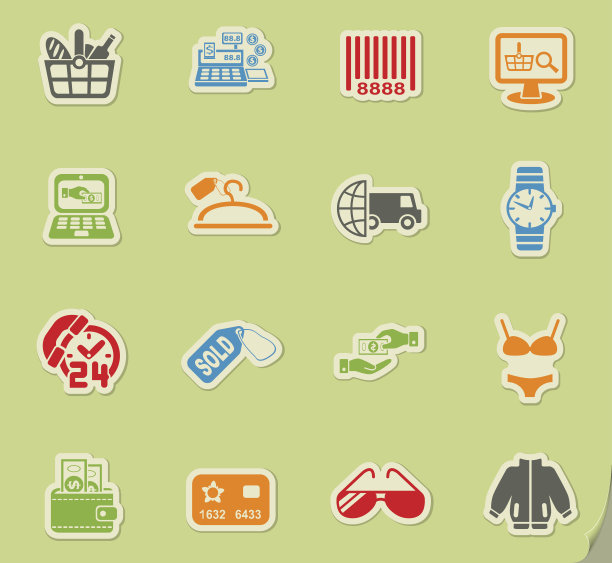 购物和电子商务图标集图片下载