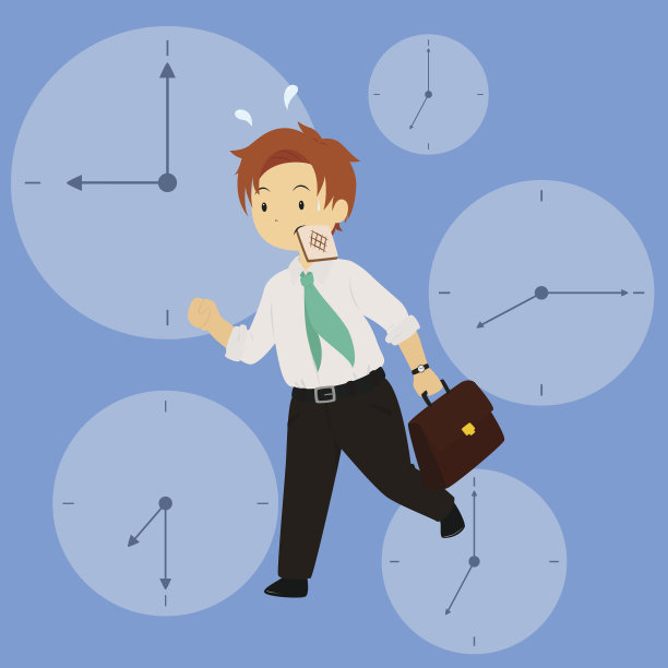 商人在匆忙和奔跑的工作矢量插图图片下载