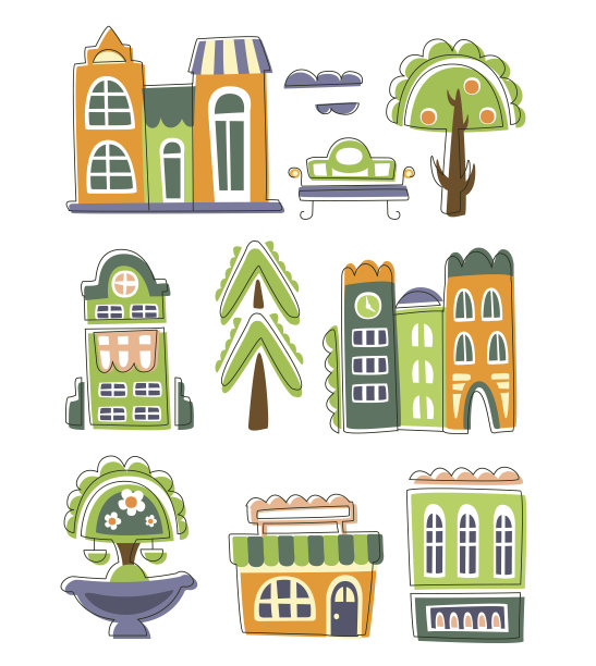 城市建筑及其他元素创意设计集图片下载