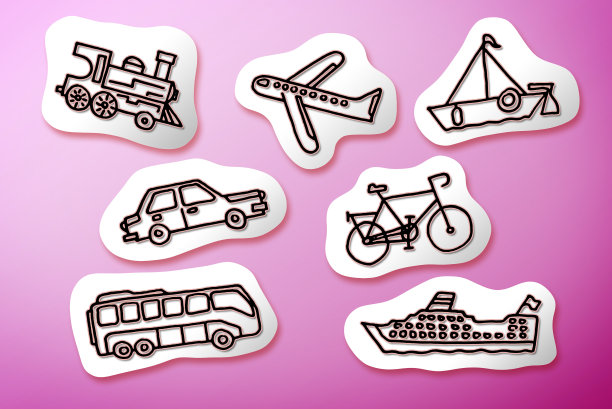 交通方式概念图像上的白色卡通图片下载