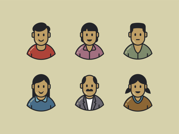 人的图标向量集。网络身份的用户头像图片下载