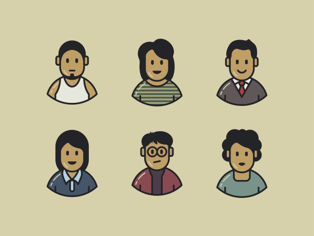 人的图标向量集。网络身份的用户头像图片下载