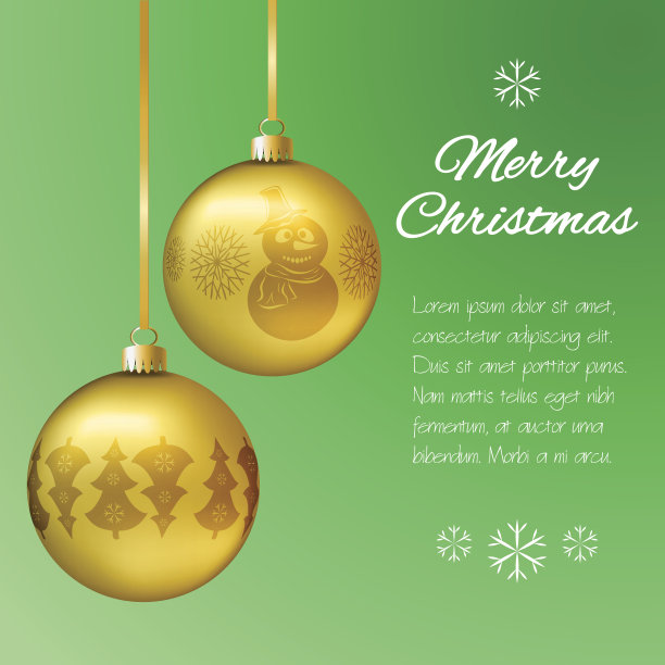 圣诞贺卡与黄金吊坠的形状图片下载
