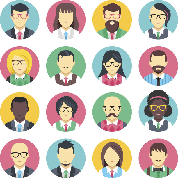 人化身。平面设计人物图标集。矢量图标图片下载