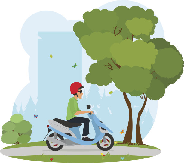 在城市公园骑滑板车图片下载