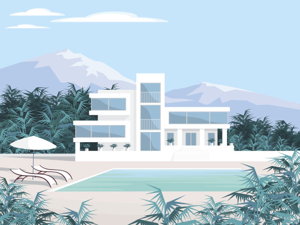 美丽的别墅在山上图片下载