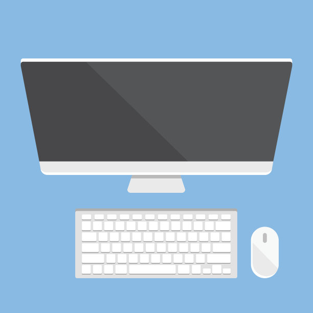 个人电脑。前视图。电脑显示器，键盘，鼠标。矢量图图片下载
