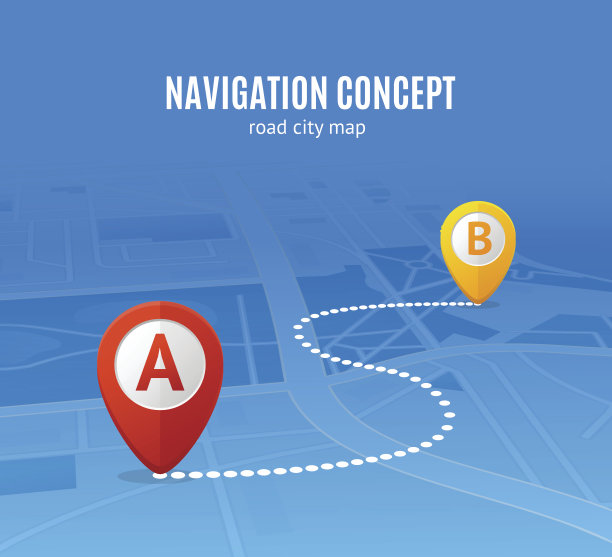 导航概念道路城市地图。向量图片下载