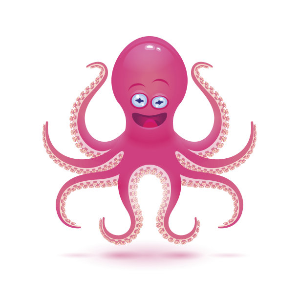 矢量卡通章鱼插图。孤立在白色的。图片下载