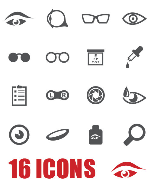 向量灰色验光图标设置在白色背景图片下载