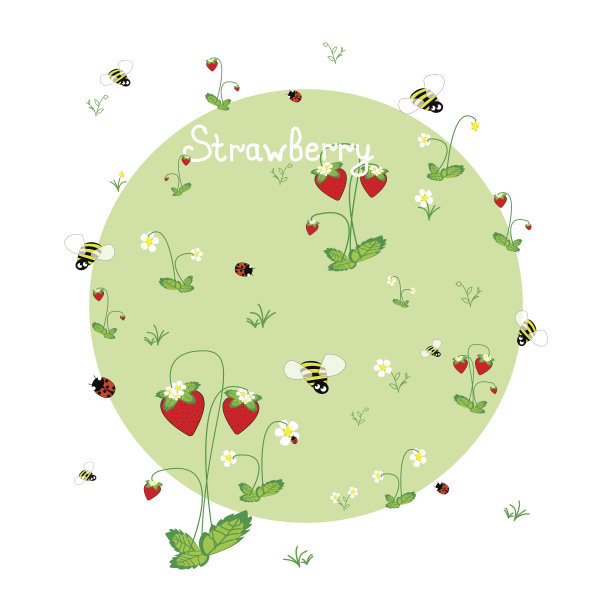 带动物的草莓草地图片下载