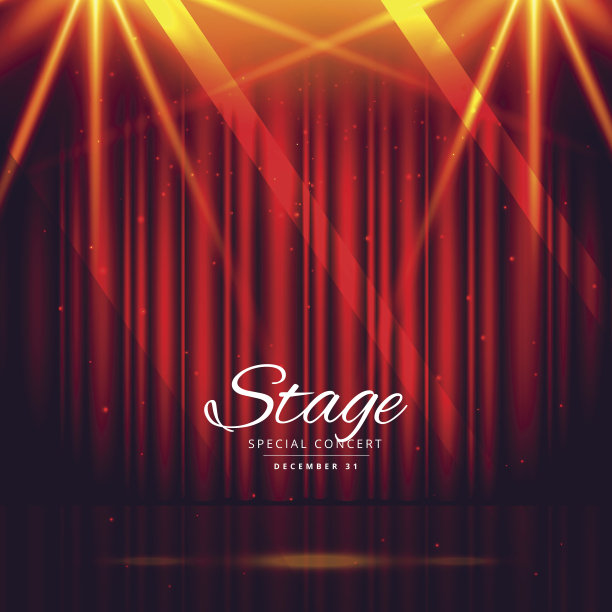红色的舞台背景与关闭的窗帘图片下载