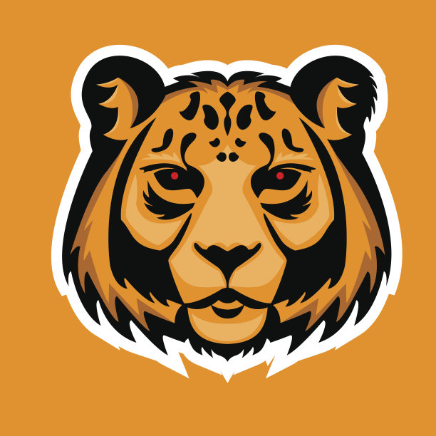 老虎标志的吉祥物。雪豹头孤立矢量插图图片下载