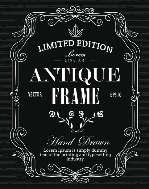 古董框手绘标签黑板西方古董横幅图片下载