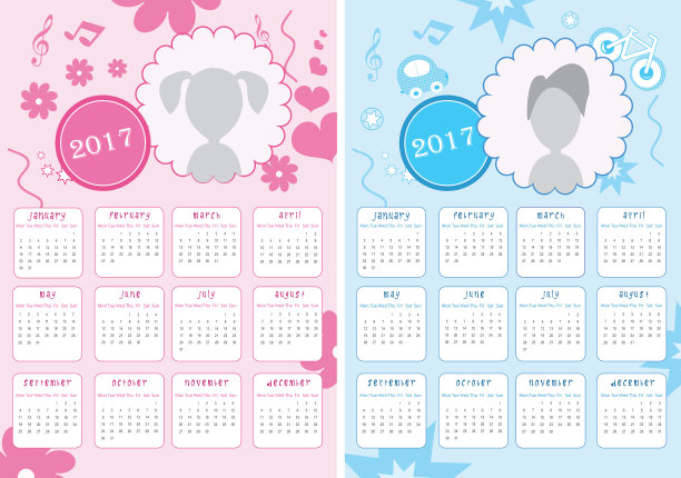 儿童新年日历2017图片下载