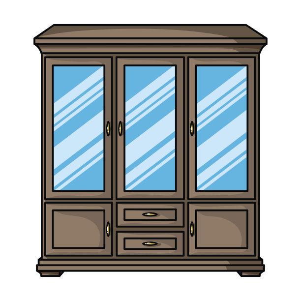 经典的卡通橱柜图标孤立在白色背景上。图片下载