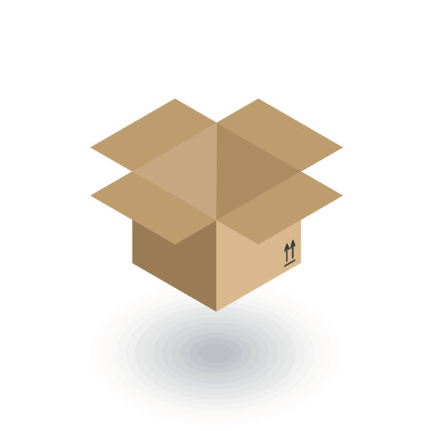 打开纸箱等距平面图标。三维向量图片下载