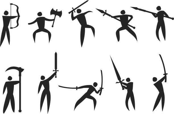 矢量图标的武术和武器图片下载