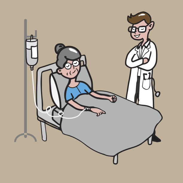 医生照顾卡通老太太图片下载