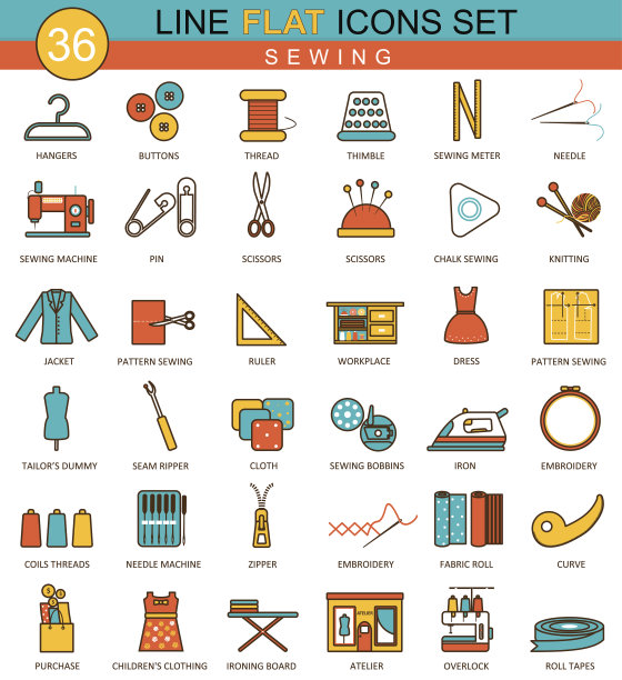 矢量缝平线图标设置。现代优雅的风格设计图片下载