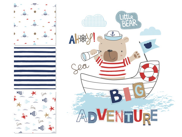 水手熊和3个无缝模式图片下载