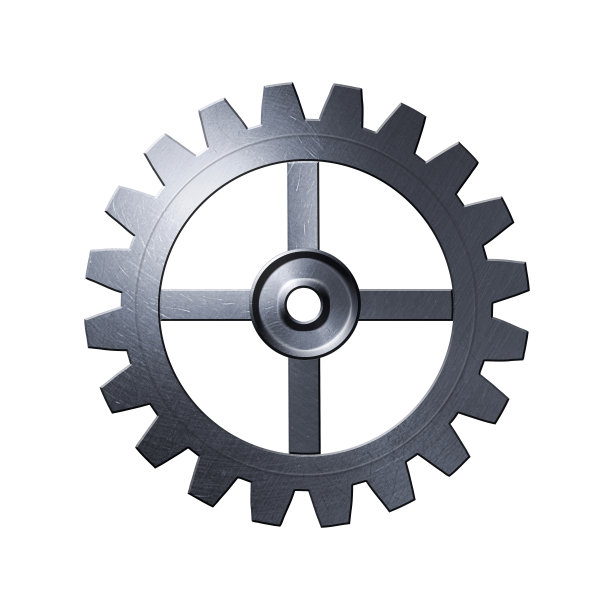 金属齿轮在孤立的白色背景。图片下载