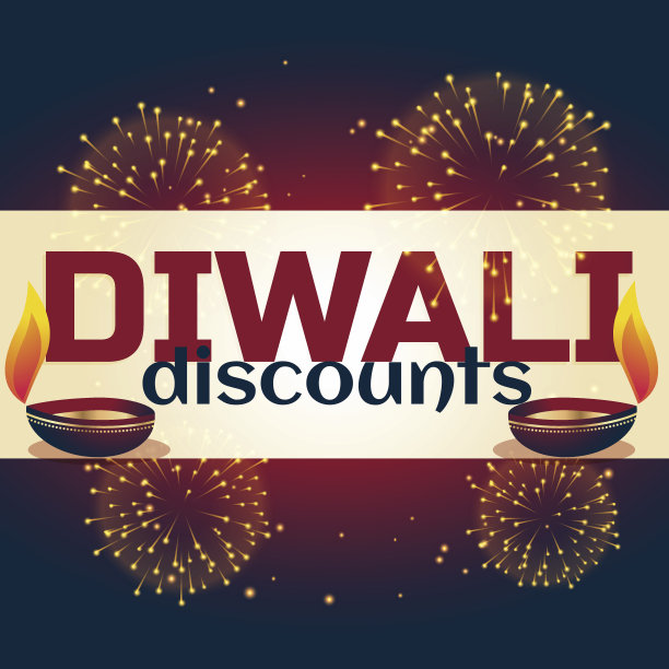 排灯节打折背景有两个地爷和烟花图片下载