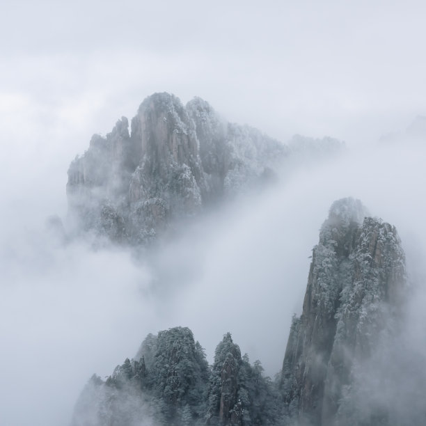 黄山，中国雾凇云海素材图片
