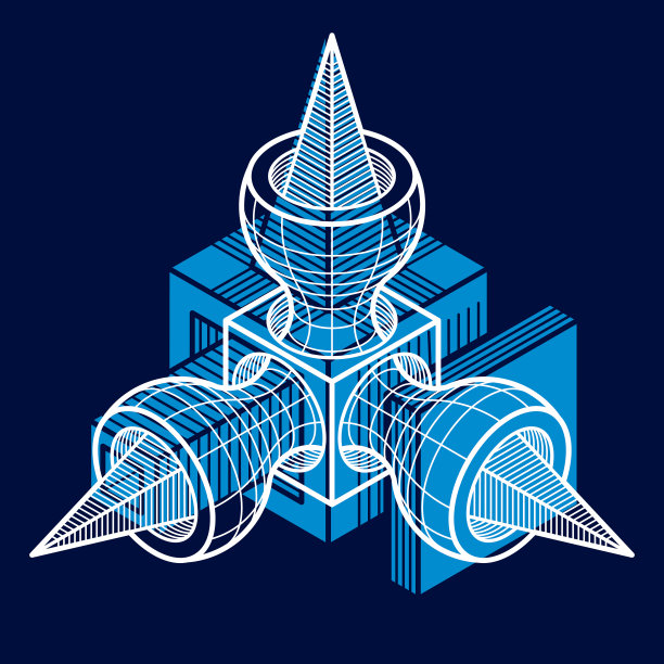 抽象矢量几何形式，三维多边形形状。图片下载