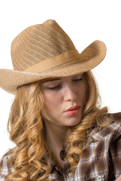戴牛仔帽的年轻女士图片下载
