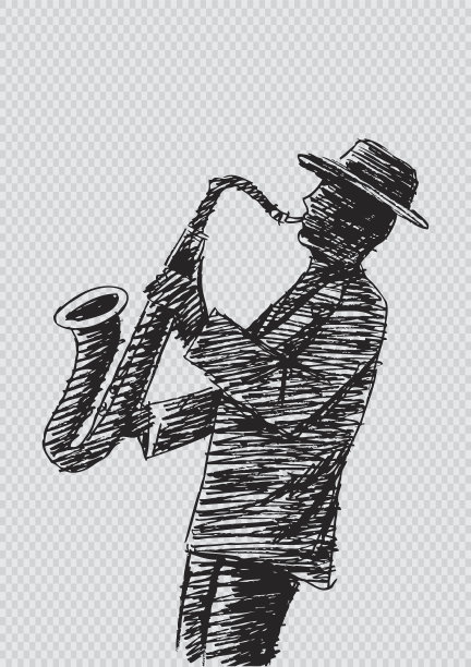 手素描萨克斯图片下载