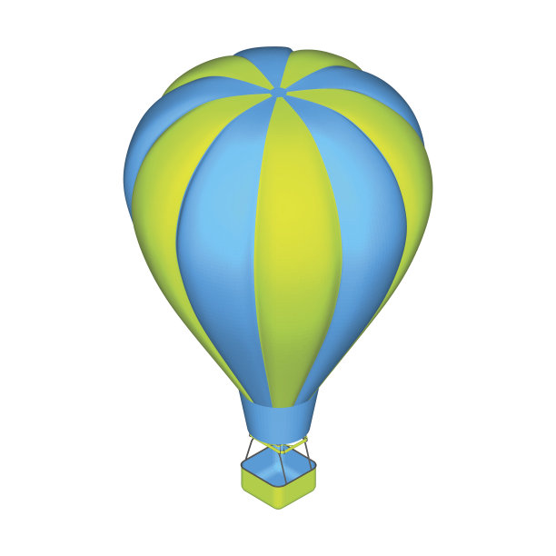 热气球。3 d等距图片下载