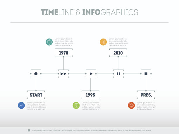 时间轴信息图与图标和按钮-记录，倒带图片下载