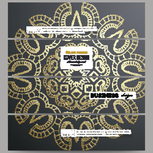 一套现代旗帜。多边形背景与黄金连接点图片下载